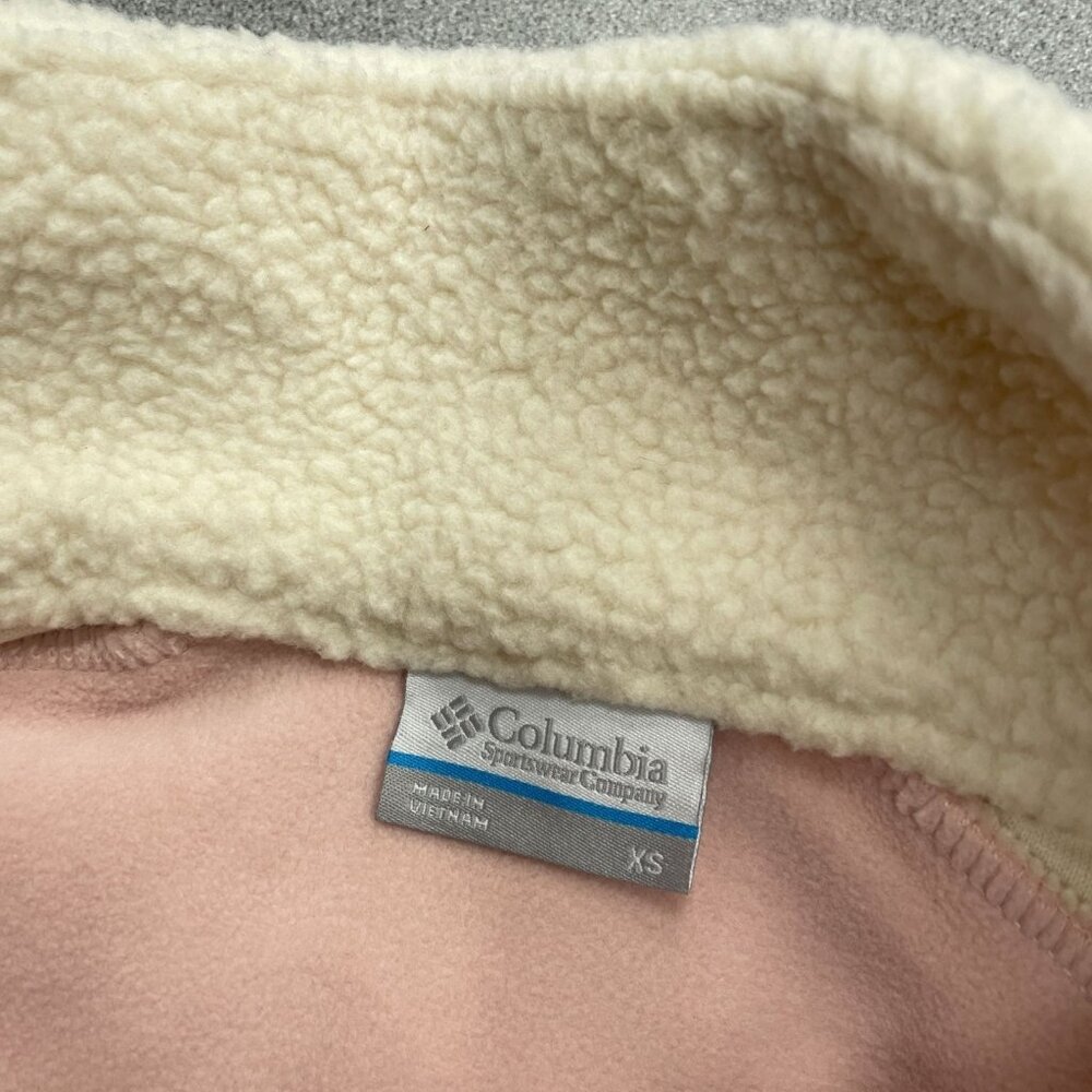Columbia Women's XS Fleece Pullover Jacket Chalk Dusty Pink Fig Relaxed M0475 - Picture 6 of 12